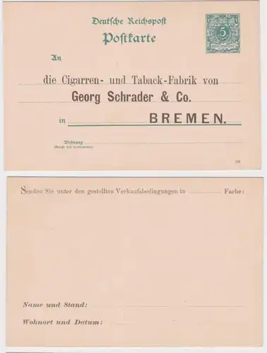 93046 DR Ganzsachen Postkarte P20 Tabak-Fabrik Georg Schrader & Co. Bremen