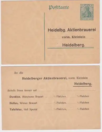 93058 DR Ganzsachen Postkarte P90 Zudruck Auftrag Heidelberger Aktienbrauerei