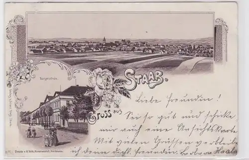 93268 Ak Lithographie Salutation de Staab Stob Ecole civique, vue totale 1899