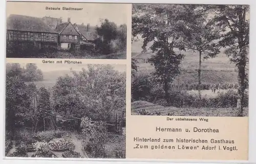 93489 Mehrbild Ak Adorf im Vogtland Gasthaus 'Zum goldnen Löwen' um 1910