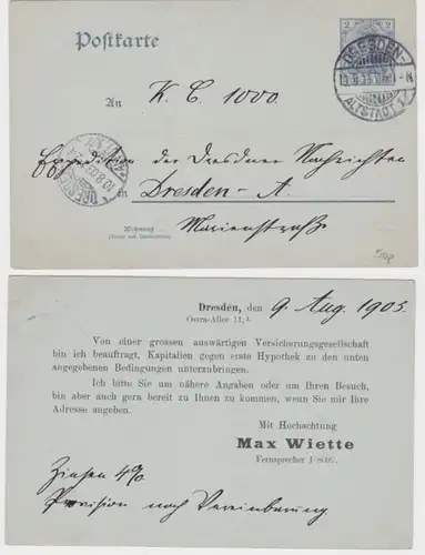 93674 DR Carte postale complète P63X tirage Max Wiette Dresden 1903