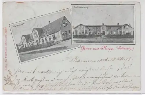 93697 Mehrbild Ak Gruß aus Kropp (Schleswig) Waisenhaus, Buchhandlung 1899