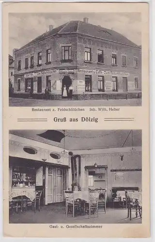 93736 Mehrbild Ak Gruß aus Dölzig Restaurant zum Feldschlößchen 1933