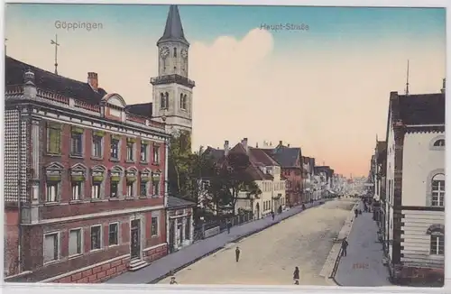 93819 AK Göppingen - route principale, vue sur la rue avec église