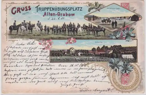 93929 Ak Lithographie Gruß vom Truppenübungsplatz Alten-Grabow 1901