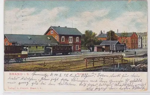 93968 Feldpost Ak Brand in Sachsen Bahnhof 1915