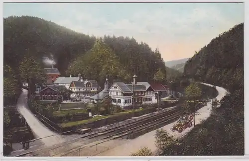 94187 AK Falkenstein dans le fond de Loquitz - partie de vallée avec automobile 1911