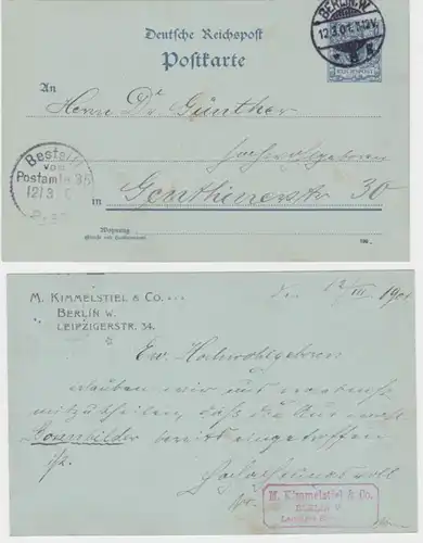 94544 Ganzsachen Postkarte P40 Zudruck M. Kimmelstiel & Co. Berlin 1901