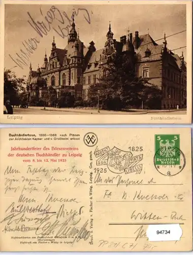 94734 DR Plein de choses Carte postale PP81/C7 Libraires allemands à Leipzig 1925