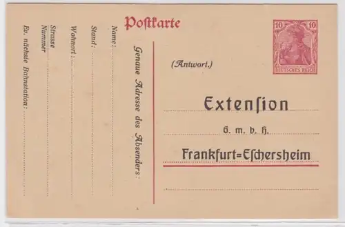 95146 DR Ganzsachen Postkarte P108 Zudruck Extension GmbH Frankfurt-Eschersheim