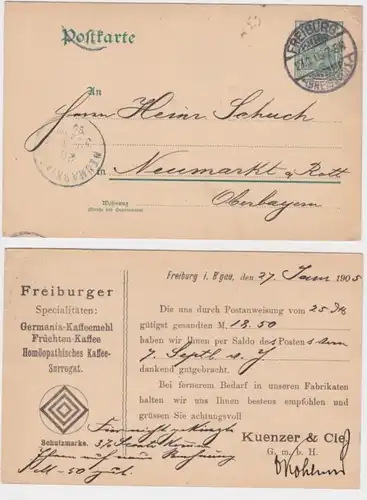 95264 Carte postale P58Y Zuschruck Kuenzer & Cie. GmbH Kaffee Fribourg 1905