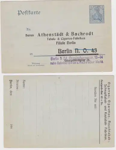 95521 DR Carte postale P63X Athènesstadt & Bachrodt Cigarren-Fabrik Berlin