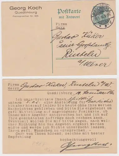 95679 DR Carte postale P98 Imprimer Société Georg Koch Quedlinburg 1916