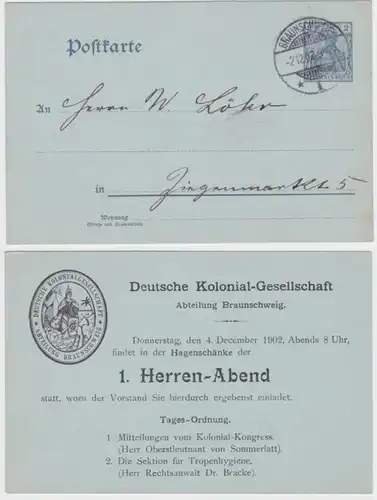 95837 DR Ganzsachen Postkarte P63Y Deutsche Kolonial-Gesellschaft Braunschweig