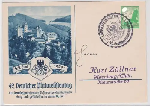 95931 DR Ganzsachen Postkarte PP142/C3/01 42.dt Philatelistentag Lauenstein 1936
