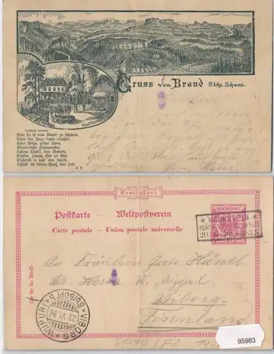 95983 DR Ganzsachen Postkarte PP10/F2 Gruß aus Brand sächs.Schweiz 1896