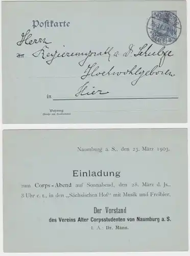 95987 DR Plein de choses Carte postale P63Y Association d'étudiants en sciences sociales de Naumburg 1903
