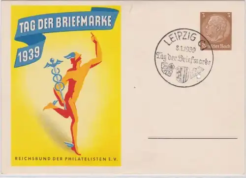 96055 DR Ganzsachen Postkarte P239/01 Tag der Briefmarke 1939 Leipzig