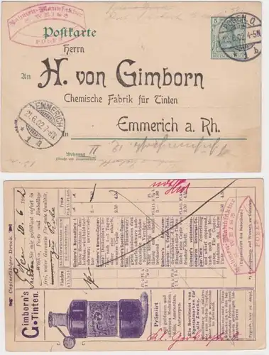 96131 DR Ganzsachen Postkarte P64Y Zudruck H. von Gimborn Chem. Fabrik Emmerich