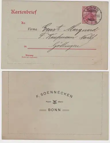 96136 Périphériques privés Lettre de carte K12 F. Marque de fabrique de senne-soleil Bonn 1912