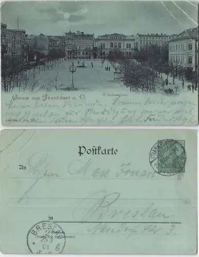 96240 DR Ganzsachen Postkarte PP15 nicht erf.Gruß aus Frankfurt an der Oder 1901