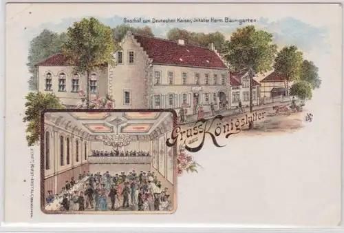 96253 Ak Lithographie Gruß aus Königslutter Gasthof zum deutschen Kaiser um 1900