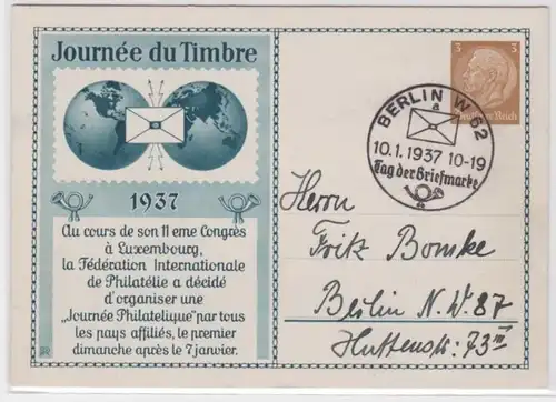 96286 DR Carton postale PP122/C36 Jour du timbre Luxembourg 1937