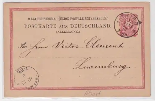 96328 DR Ganzsachen Postkarte P8a Trier nach Luxemburg 1878