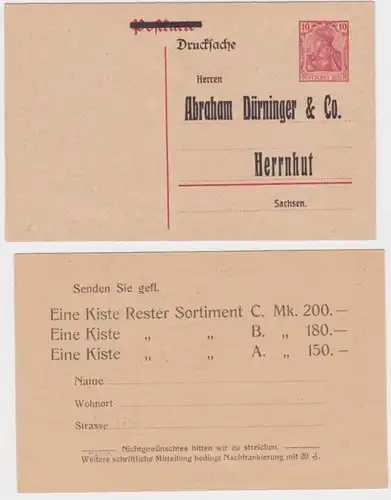 96333 Ganzsachen Postkarte P110 Zudruck Abraham Dürninger & Co. Import Herrnhut