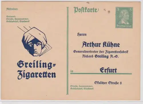 96404 DR Ganzsachen Postkarte P170 Zudruck Arthur Kühne Greiling AG Erfurt