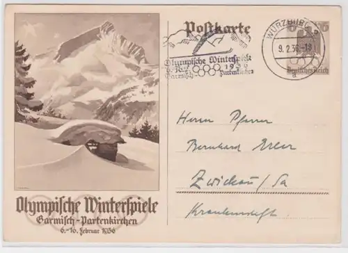 96436 Ganzsachen Postkarte P257 Olympische Winterspiele Garmisch-Partenkirchen