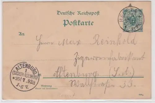 96446 DR Ganzsachen Postkarte P30 PF III Plattenfehler 1892