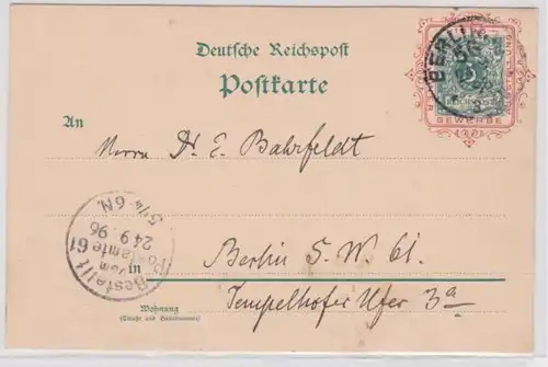 96472 Carte postale PP9/C21 Commandement par le bureau de poste 61 Berlin 1896