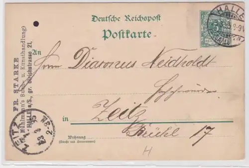 96480 DR Carton postale P20 Impression Fr. Forte librairie Halle 1895