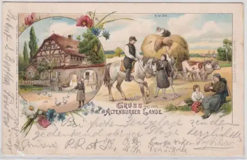 96483 Ak Lithographie Gruß aus dem Altenburger Lande 1899