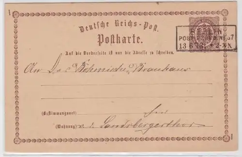 96559 DR Ganzsachen Postkarte P1 Stadtpost Berlin 1873 Post-Exped. No. 87