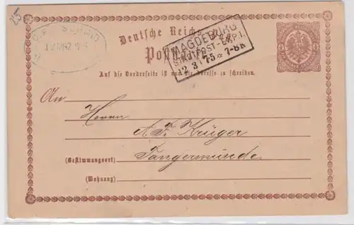 96560 DR Ganzsachen Postkarte P1 Magdeburg nach Tangermünde 1875