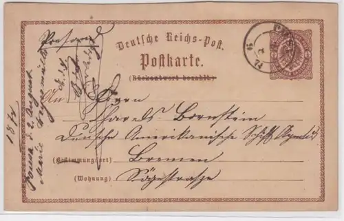96567 DR Ganzsachen Postkarte P1 Pausa 1874