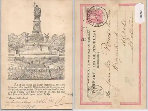 96690 DR Carte postale complète PP5/F15/20 Monument Niederwald 1886