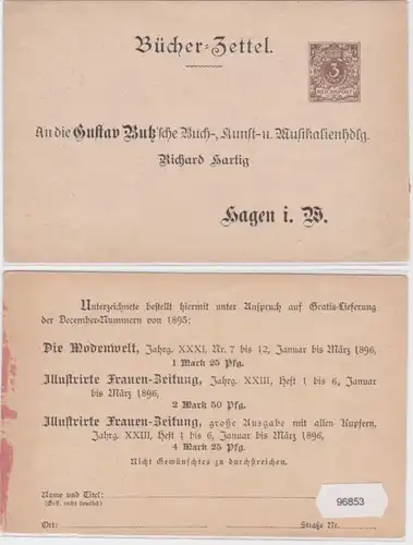 96853 Ganzsachen Postkarte PP8/B13 Bücher-Zettel Butz'sche Buchhnadlung Hagen