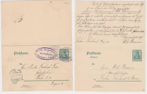 96931 DR Ganzsachen Postkarte P75 Wilhelm Kraemer Weinbergbesitzer Trarbach 1907