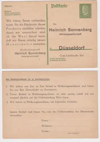 97006 DR Ganzsachen Postkarte P180 Zudruck Heinrich Sonnenberg AG Düsseldorf