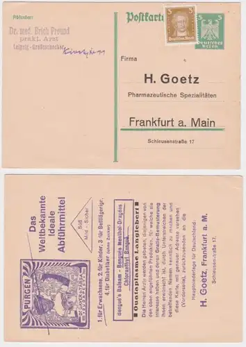 97013 DR Ganzsachen Postkarte P156 Zudruck H. Goetz Pharmazeutika Frankfurt