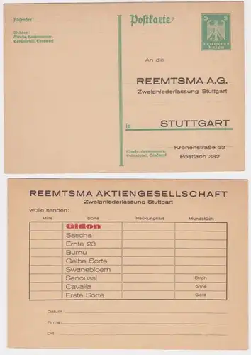 97016 DR Ganzsachen Postkarte P165 Zudruck REEMTSMA AG Niederlassung Stuttgart