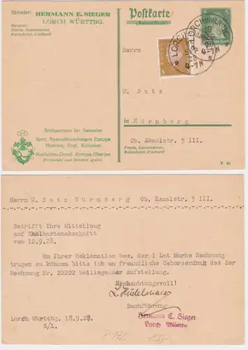 97023 DR Carte postale complète P172 tirage Hermann E. Sieger Lorch 1928