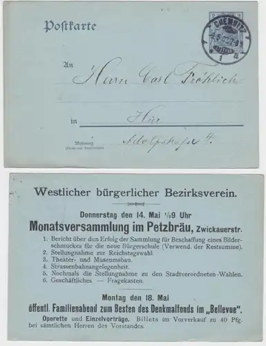 97061 Ganzsachen Postkarte P63Y Westlicher bürgerlicher Bezirksverein Chemnitz