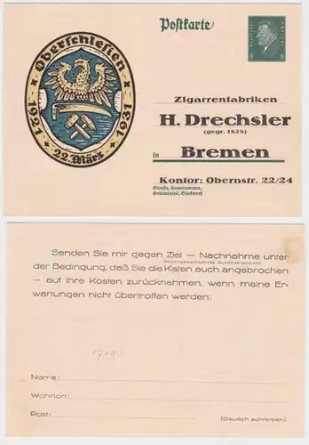 97141 Ganzsachen Postkarte P190 Zigarrenfabrik H. Drechsler Bremen 1931