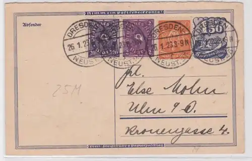 97422 DR Carte postale P149A Dresde vers Ulm 1923