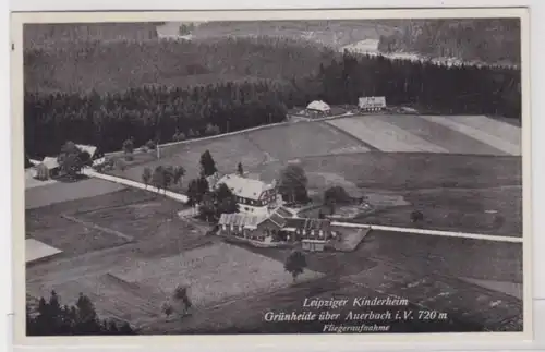 97527 Ak Leipziger Kinderheim Grünheide über Auerbach Fliegeraufnahme um 1940