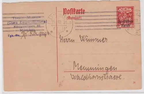 97533 Ganzsachen Postkarte P131 München nach Memmingen 1921
